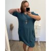 Šaty s přívěskem oversize 3/4 rukáv dámské nadrozměr (2XL/3XL/4XL ONE SIZE) ITALSKÁ MÓDA IM423457/DU