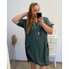 Šaty s přívěskem oversize 3/4 rukáv dámské nadrozměr (2XL/3XL/4XL ONE SIZE) ITALSKÁ MÓDA IM423457/DU