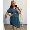 Šaty s přívěskem oversize 3/4 rukáv dámské nadrozměr (2XL/3XL/4XL ONE SIZE) ITALSKÁ MÓDA IM423457/DU