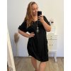 Šaty s přívěskem oversize 3/4 rukáv dámské nadrozměr (2XL/3XL/4XL ONE SIZE) ITALSKÁ MÓDA IM423457/DU (Velikost 3XL/4XL, Barva Černá)