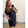 Šaty s přívěskem oversize 3/4 rukáv dámské nadrozměr (2XL/3XL/4XL ONE SIZE) ITALSKÁ MÓDA IM423457/DU (Velikost 3XL/4XL, Barva Černá)
