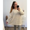 Svetr pletený oversize dlouhý rukáv dámský nadrozměr (2XL/3XL/4XL/5XL ONE SIZE) ITALSKÁ MÓDA IMD23755/DU (Velikost 3XL/4XL, Barva béžová)