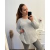 Svetr pletený oversize dlouhý rukáv dámský nadrozměr (2XL/3XL/4XL/5XL ONE SIZE) ITALSKÁ MÓDA IMD23755/DU (Velikost 3XL/4XL, Barva béžová)