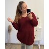 Svetr pletený oversize dlouhý rukáv dámský nadrozměr (2XL/3XL/4XL/5XL ONE SIZE) ITALSKÁ MÓDA IMD23755/DU (Velikost 3XL/4XL, Barva béžová)
