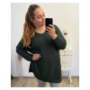 Svetr pletený oversize dlouhý rukáv dámský nadrozměr (2XL/3XL/4XL/5XL ONE SIZE) ITALSKÁ MÓDA IMD23755/DU (Velikost 3XL/4XL, Barva béžová)