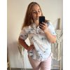 Tunika košilová oversize 3/4 rukáv dámská nadrozměr (XL/2XL ONE SIZE) ITALSKÁ MÓDA IM423PLANTSE/DU (Velikost XL/2XL, Barva světle modrá)