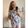 Tunika košilová oversize 3/4 rukáv dámská nadrozměr (XL/2XL ONE SIZE) ITALSKÁ MÓDA IM423PLANTSE/DU (Velikost XL/2XL, Barva světle modrá)