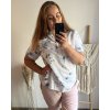 Tunika košilová oversize 3/4 rukáv dámská nadrozměr (XL/2XL ONE SIZE) ITALSKÁ MÓDA IM423PLANTSE/DU (Velikost XL/2XL, Barva světle modrá)