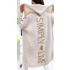Cardigan s kapucí dlouhý rukáv dámský (S/M/L ONE SIZE) ITALSKÁ MÓDA IMWB23520/01/DU (Velikost M/L, Barva béžová)