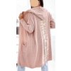 Cardigan s kapucí dlouhý rukáv dámský (S/M/L ONE SIZE) ITALSKÁ MÓDA IMWB23520/01/DU (Velikost M/L, Barva béžová)