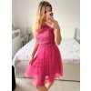 Šaty společenské krajkové na ramínka dámské (S/M ONE SIZE) ITALSKá MóDA IMC23349/DR (Velikost S/M/L, Barva růžová starorůžová)