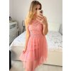 Šaty společenské krajkové na ramínka dámské (S/M ONE SIZE) ITALSKá MóDA IMC23349/DR (Velikost S/M/L, Barva růžová starorůžová)