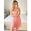 Šaty společenské krajkové na ramínka dámské (S/M ONE SIZE) ITALSKá MóDA IMC23349/DR (Velikost S/M/L, Barva růžová starorůžová)