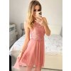 Šaty společenské krajkové na ramínka dámské (S/M ONE SIZE) ITALSKá MóDA IMC23349/DR (Velikost S/M/L, Barva růžová starorůžová)