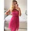 Šaty společenské krajkové na ramínka dámské (S/M ONE SIZE) ITALSKá MóDA IMC23349/DR (Velikost S/M/L, Barva růžová starorůžová)
