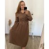 Šaty dlouhé s páskem dlouhý rukáv dámské nadrozměr (2XL3XL ONE SIZE) ITALSKÁ MÓDA IMWEC23MARINA/DU