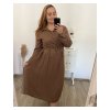 Šaty dlouhé s páskem dlouhý rukáv dámské nadrozměr (2XL3XL ONE SIZE) ITALSKÁ MÓDA IMWEC23MARINA/DU