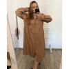 Šaty dlouhé s páskem dlouhý rukáv dámské nadrozměr (2XL/3XLONE SIZE) ITALSKÁ MÓDA IMWEC23KNOB/DU