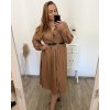 Šaty dlouhé s páskem dlouhý rukáv dámské nadrozměr (2XL/3XLONE SIZE) ITALSKÁ MÓDA IMWEC23KNOB/DU