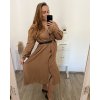 Šaty dlouhé s páskem dlouhý rukáv dámské nadrozměr (2XL/3XLONE SIZE) ITALSKÁ MÓDA IMWEC23KNOB/DU