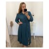 Šaty dlouhé s páskem dlouhý rukáv dámské nadrozměr (XL/2XL ONE SIZE) ITALSKÁ MÓDA IMWEC23MILANO/DU (Velikost XL/2XL, Barva modrá petrolejová)