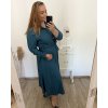 Šaty dlouhé s páskem dlouhý rukáv dámské nadrozměr (XL/2XL ONE SIZE) ITALSKÁ MÓDA IMWEC23MILANO/DU (Velikost XL/2XL, Barva modrá petrolejová)