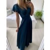 Šaty dlouhé společenské saten krátký rukáv dámské (S/M ONE SIZE) ITALSKá MODA IM323125/DU (Velikost S/M/L, Barva béžová)