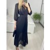Šaty dlouhé šifonové s páskem dlouhý rukáv dámské (S/M ONE SIZE) ITALSKÁ MÓDA IMM23M9668/DU (Velikost S/M/L, Barva Černá)