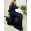 Šaty dlouhé šifonové s páskem dlouhý rukáv dámské (S/M ONE SIZE) ITALSKÁ MÓDA IMM23M9668/DU