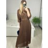 Šaty dlouhé šifonové s páskem dlouhý rukáv dámské (S/M ONE SIZE) ITALSKÁ MÓDA IMM23M9668/DU (Velikost S/M/L, Barva Černá)