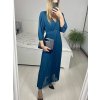 Šaty dlouhé šifonové s páskem dlouhý rukáv dámské (S/M ONE SIZE) ITALSKÁ MÓDA IMM23M9668/DU (Velikost S/M/L, Barva Černá)
