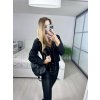Bunda ekokoženková dlouhý rukáv dámská (S/M ONE SIZE) ITALSKÁ MÓDA IMD23709/DU (Velikost S/M/L, Barva Černá)