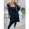 Kabát flaušový na zip dlouhý rukáv dámský (S/M/L/XL ONE SIZE) ITALSKá MÓDA IMC22792/DU (Velikost L/XL, Barva Černá)