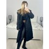 Kabát zimní s beránkem dlouhý rukáv dámský (S/M/L ONE SIZE) ITALSKÁ MÓDA IMD23010/DU (Velikost M/L, Barva Černá)
