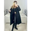 Kabát zimní s beránkem dlouhý rukáv dámský (S/M/L ONE SIZE) ITALSKÁ MÓDA IMD23010/DU (Velikost M/L, Barva Černá)