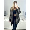 Kabát flaušový dlouhý rukáv dámský (S/M/L ONE SIZE) ITALSKÁ MÓDA IMWBL23013/DU (Velikost M/L, Barva Černo-bílá)