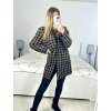 Kabát flaušový dlouhý rukáv dámský (S/M/L ONE SIZE) ITALSKÁ MÓDA IMWBL23013/DU (Velikost M/L, Barva Černo-bílá)