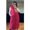 Vesta dlouhá s kapucí bez rukávů dámská (L/XL ONE SIZE) ITALSKÁ MÓDA IMD23711/DU (Velikost L/XL, Barva béžová)