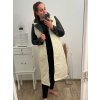Vesta dlouhá s kapucí bez rukávů dámská (L/XL ONE SIZE) ITALSKÁ MÓDA IMD23711/DU (Velikost L/XL, Barva béžová)