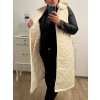 Vesta dlouhá s kapucí bez rukávů dámská (L/XL ONE SIZE) ITALSKÁ MÓDA IMD23711/DU (Velikost L/XL, Barva béžová)