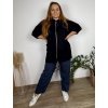Mikina na zip s kapucí dlouhý rukáv dámská nadrozměr (3XL/4XL ONE SIZE) ITALSKá MóDA IM423048/DU (Velikost 3XL/4XL, Barva Černá)