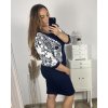 Šaty elegantní společenské krátký rukáv dámské nadrozměr (44-56) POLSKÁ MÓDA PMF23MADEIRA/DU (Velikost 44, Barva modrá)