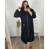 Šaty mikinové/mikina prodloužená na zip s kapucí dlouhý rukáv dámské nadrozměr (2XL/3XL ONE SIZE) ITALSKÁ MÓDA IMD23587/DU