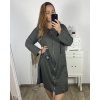 Šaty mikinové/mikina prodloužená na zip s kapucí dlouhý rukáv dámské nadrozměr (2XL/3XL ONE SIZE) ITALSKÁ MÓDA IMD23587/DU