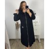 Šaty mikinové/mikina prodloužená na zip s kapucí dlouhý rukáv dámské nadrozměr (2XL/3XL ONE SIZE) ITALSKÁ MÓDA IMD23587/DU