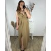 Šaty elegantní společenské dlouhé na ramínka dámské (L/XL ONE SIZE) ITALSKÁ MÓDA IM323VENEZIA/DUR (Velikost L/XL, Barva béžová)