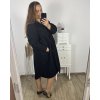 Kabát flaušový dlouhý rukáv dámský nadrozměr (3XL/4XL ONE SIZE) ITALSKÁ MÓDA IMD23MILANO/DU (Velikost 3XL/4XL, Barva Černá)