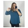 Tunika dlouhý rukáv dámská nadrozměr (2XL/3XL ONE SIZE) ITALSKÁ MÓDA IM723DIANA/DU (Velikost 3XL/4XL, Barva modrá petrolejová)