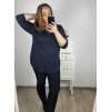 Tunika dlouhý rukáv dámská nadrozměr (2XL/3XL ONE SIZE) ITALSKÁ MÓDA IM723DIANA/DU (Velikost 3XL/4XL, Barva modrá petrolejová)