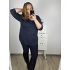 Tunika dlouhý rukáv dámská nadrozměr (2XL/3XL ONE SIZE) ITALSKÁ MÓDA IM723DIANA/DU (Velikost 3XL/4XL, Barva modrá petrolejová)